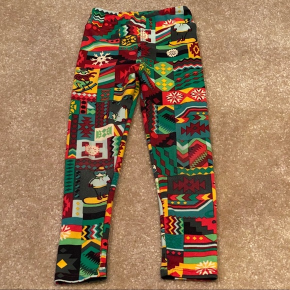 LuLaRoe kids leggings S/M Vintage Christmas - Picture 1 of 9
